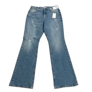 GOOD AMERICAN NWT High Rise Flare Jeans Distressed Medium Wash Size 10/30